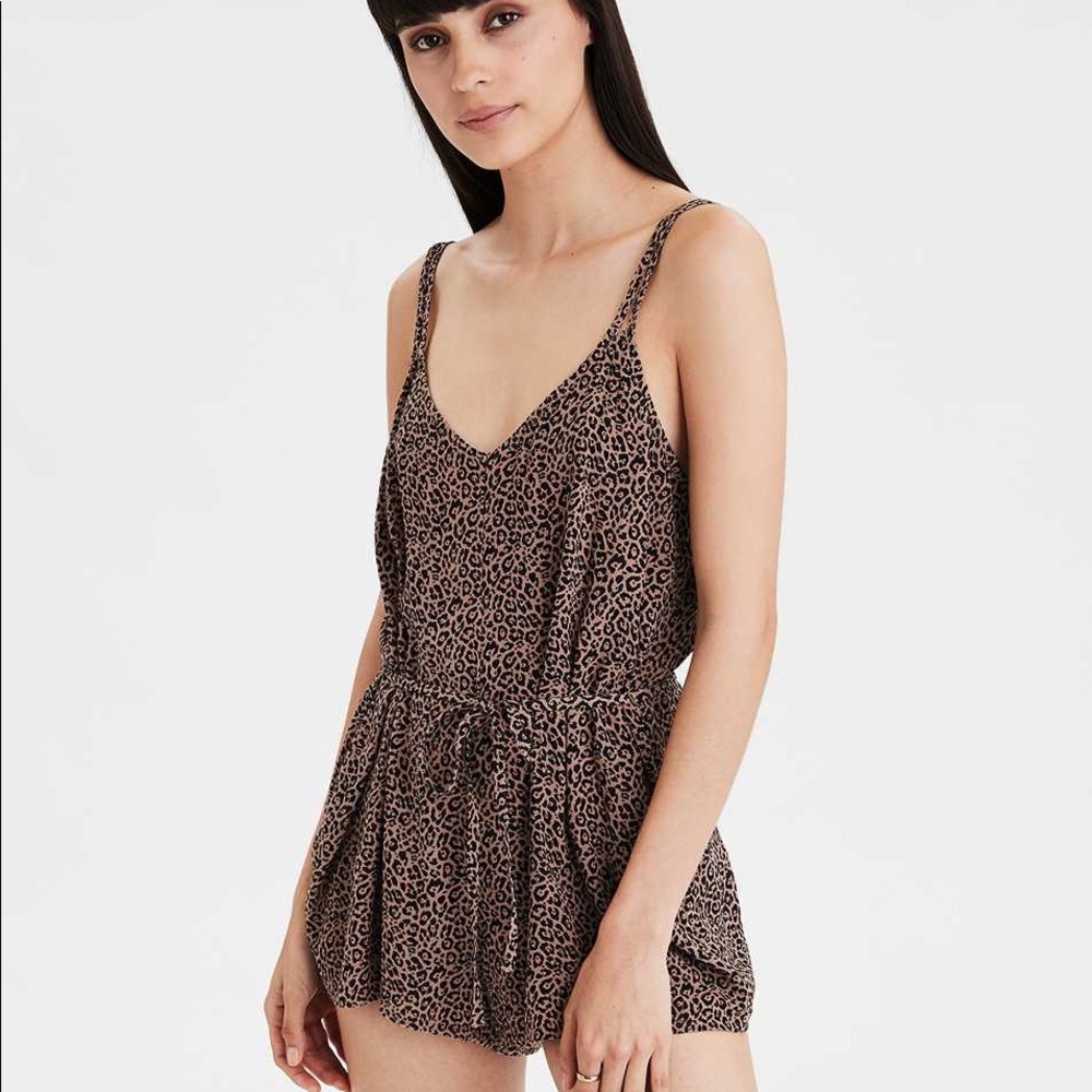 American Eagle Leopard Print Romper